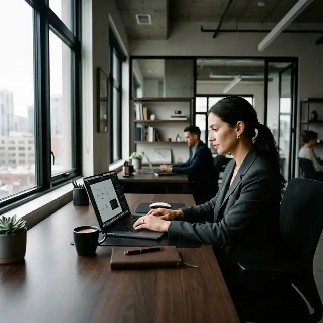 Workspace digital agency avec vue sur dashboard